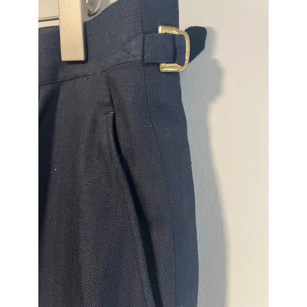 Oxxford Men's Pleated Dress Pants Navy Blue Herringbone Size 36 JP - Picture 5 of 11